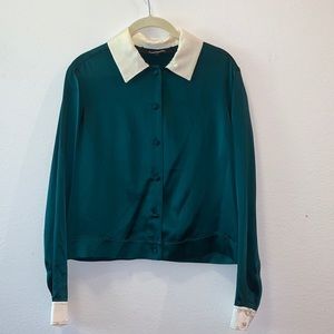 Forest Green 100% Silk Blouse